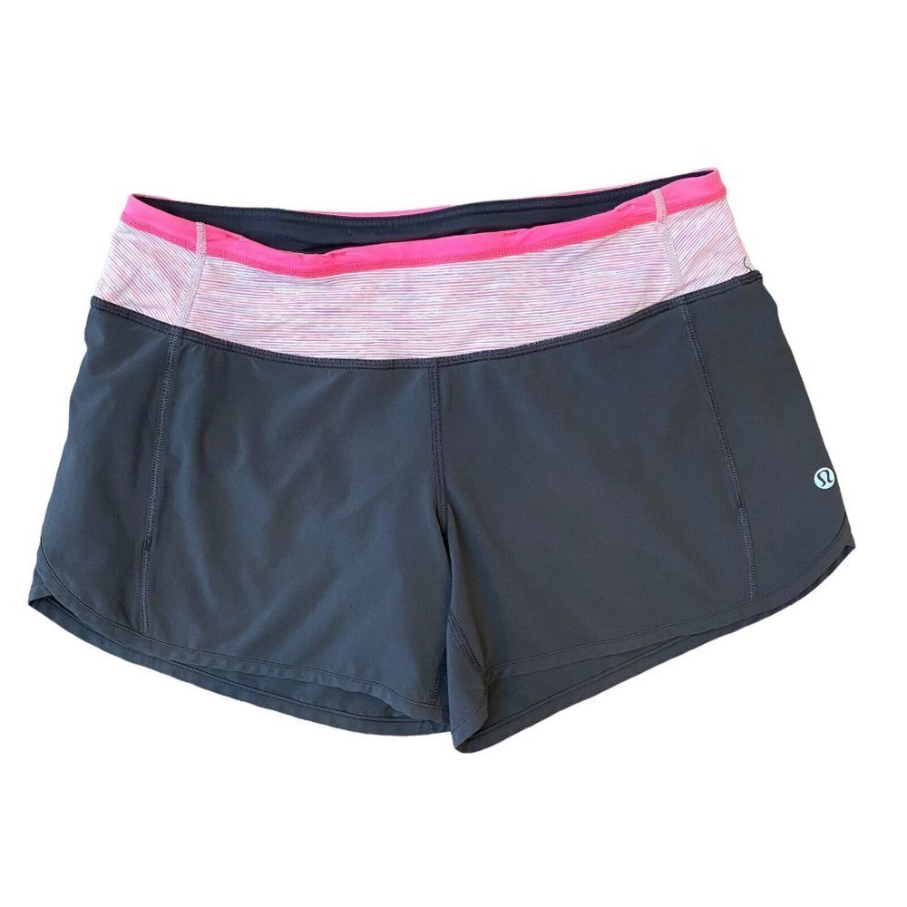 Lululemon Speed Up Shorts Womens 4 Running Athletic Gray Pink